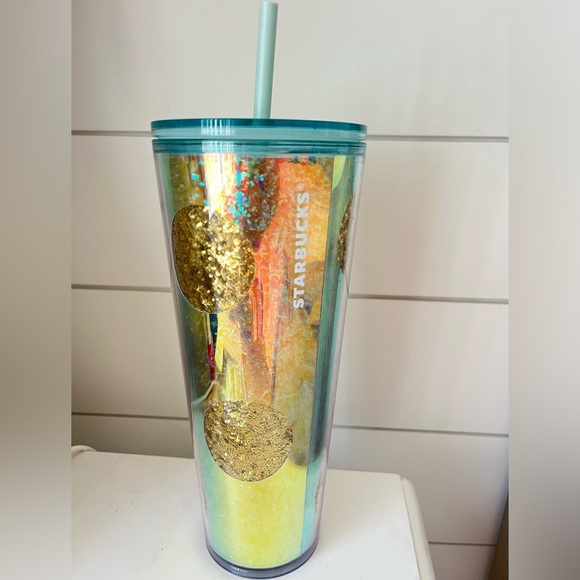 Starbucks Holiday Gold Glitter Polka Dot Tumbler - Picture 1 of 4